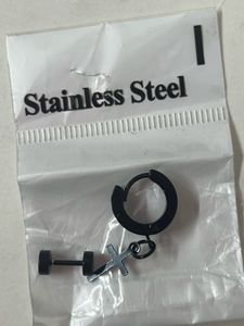 Korean Style Unisex Earrings | Black Hoop &amp; Stud