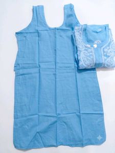 Sky Blue Hand-Embroidered Chikankari Kurta
