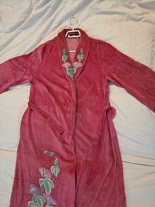Rose Pink Floral Embroidered Velvet Gown