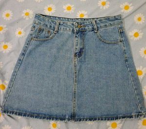 Combo White Crop Top &amp; Denim Skirt Set