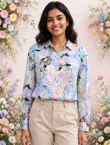 Vibrant Paisley Print Button-Up Shirt