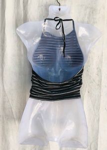 Striped Halter Neck Crop Top