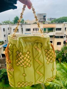 Green Embellished Pouch