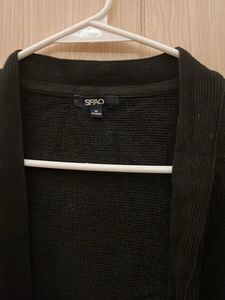 Black Striped Knit Cardigan