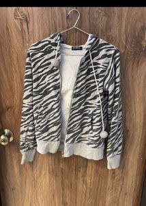 Zebra Print Zip-Up Hoodie