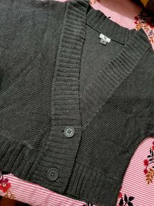 Stylish Gray Knit Wrap Sweater