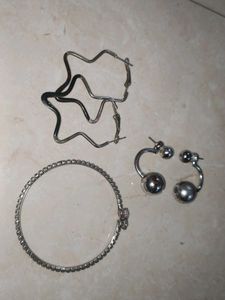 Star Hoop Earrings & Ball Studs Set