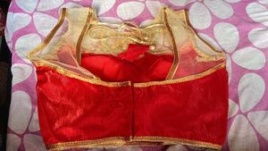 Elegant Red &amp; Gold Embroidered Blouse