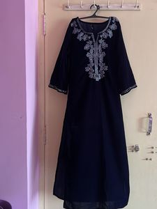 Elegant Navy Blue Embroidered Kurta