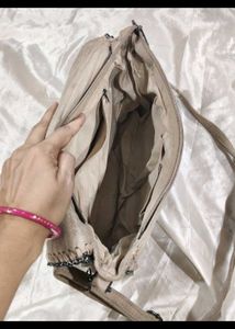 Beige Suede Crossbody Bag