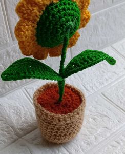Handmade Crochet big size Sunflower pot