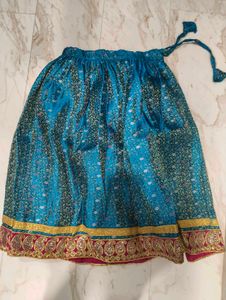 Golden Pink Choli with Blue Lehenga for 3–4yr girl