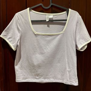 Light Purple Square Neck Crop Top
