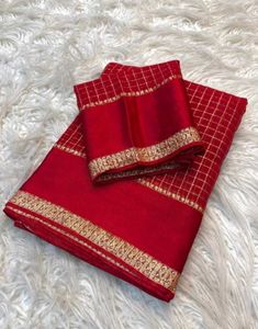 Elegant Red Saree with Golden Border