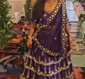 Purple Embroidered Lehenga Choli Set