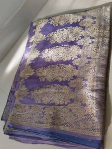Lavender & Gold Floral Sari