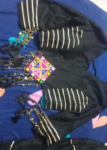 Stylish Black Tiered Lehenga Choli Set