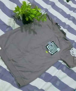 Stylish Grey T-Shirt with Unique Print