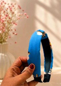 Blue Floral Printed Headband🩵⚡