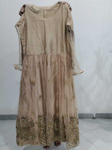 Elegant Gold Embroidered Maxi Dress
