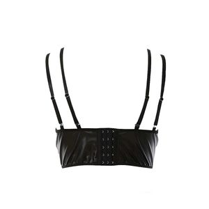 Edgy Faux Leather &amp; Mesh Bra with Choker