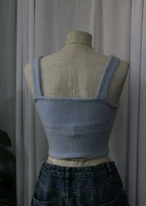 price fixed Blue Fuzzy Cropped Tank