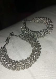 Silver Designer Hoop Earrings
