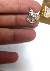 Sparkling Fan-Shaped Stud Earrings