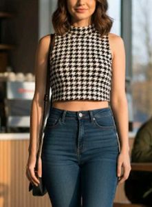 H&M Houndstooth Print Top