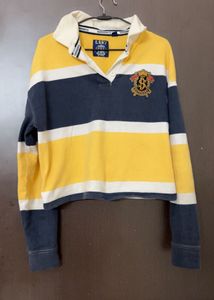 Striped Long Sleeve Polo Top