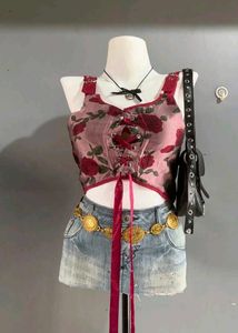 y2k Gothic Rose Corset Top