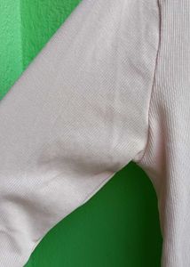 Light Pink V-Neck Long Sleeve Top