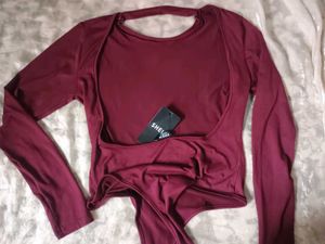 Maroon Long Sleeve Bodysuit
