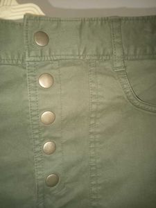 Olive Green Button-Front Utility Skirt (Size  XS)