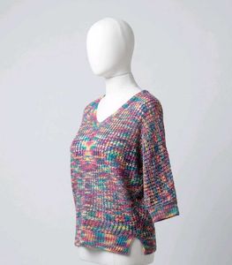 V-Neck Multi-Color Knit Sweater