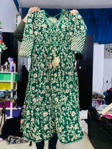 Emerald Green Embroidered Anarkali Suit