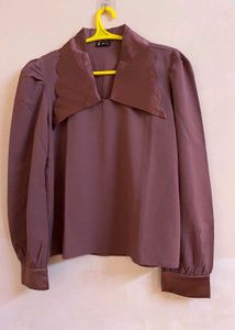 Elegant Mauve Scallop Blouse