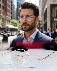 Cartier Rimless Hexagonal Sunglasses