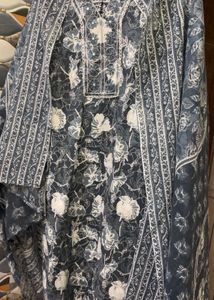 Jaipur Style Cotton kurta Set for woman blue color