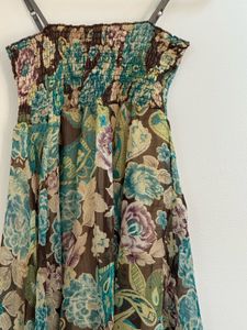 Floral Print Hankerchief Hem Dress