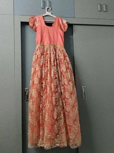 Peach Embroidered Ethnic Gown