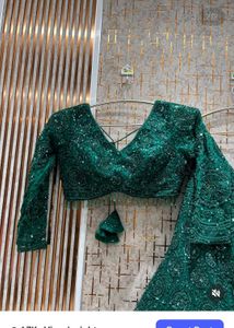Stunning Emerald Green Sequined Lehenga Choli