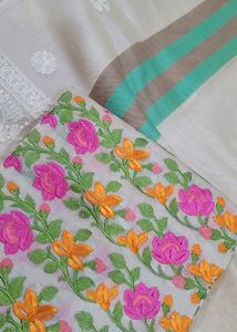 Kora Silk Saree With Heavy Embroidery Blouse