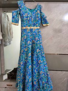 Stunning Blue Floral Print Gown
