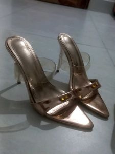 Rose Gold Clear Strap Heels