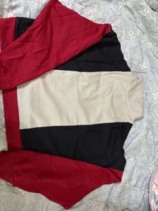 Colorblock Quarter Zip Cropped Sweatshirt