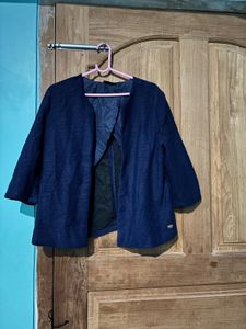 Elegant Blue Cropped Jacket