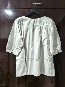 Chic White Cotton kurti Top
