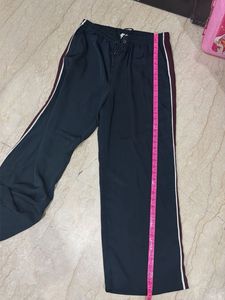 Navy Blue Wide Leg Track Pants