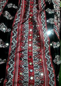 Multi Coloured Mirror work Modal Silk Saree